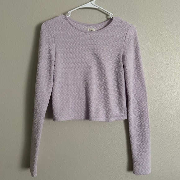Aerie Light Purple Textured Long Sleeve Top - Picture 2 of 4